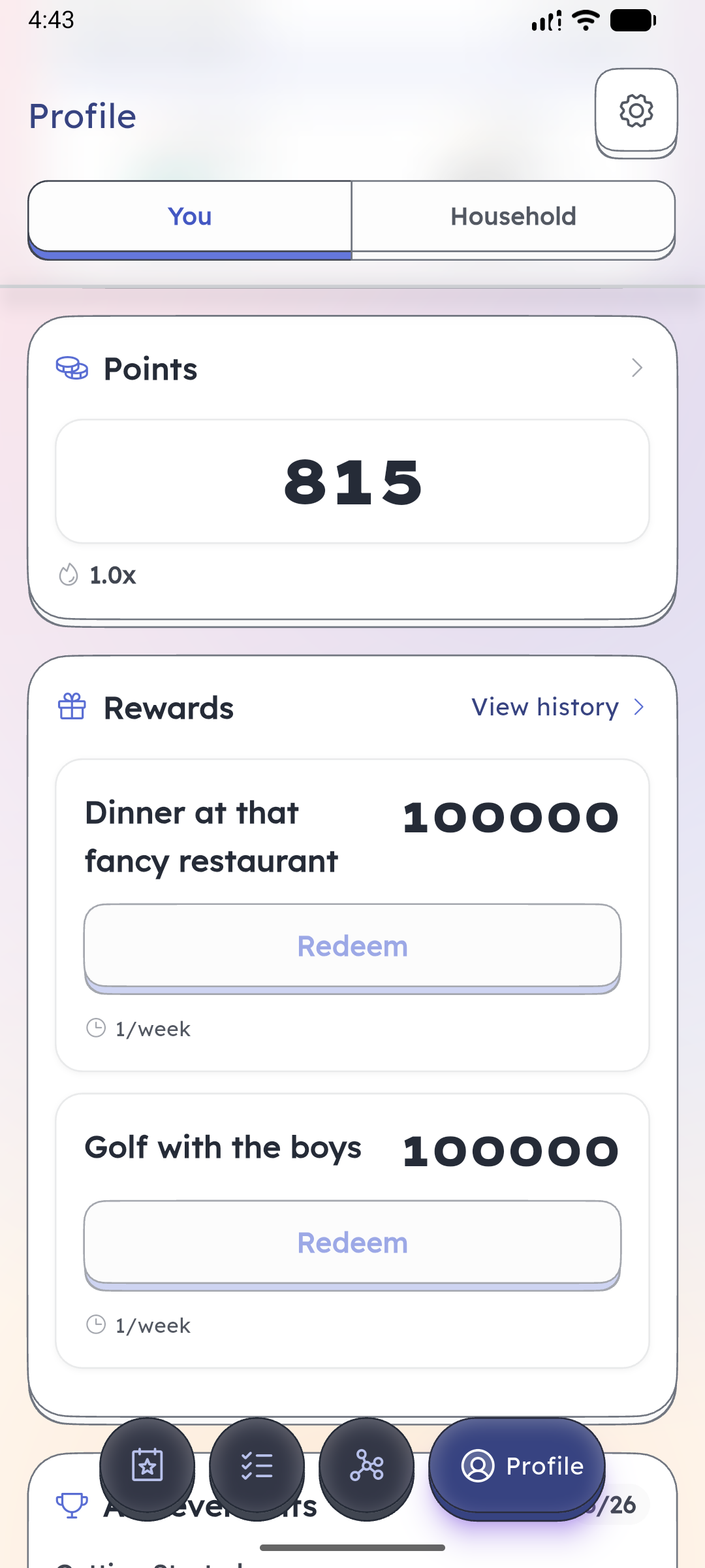 Schedgy points system and rewards